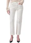 Citizen Of Humanity Zurie Ankle Corduroy Straight Leg Pants In Pashmina In White