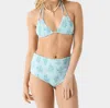 Citrine Allie Smocked Bikini Top In Mint Reef In Multi