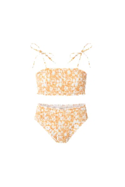 Citrine Kids' Girls Eva Bikini Set In Mango Floral In Orange