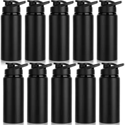 Citrus 10 Pack 20 oz Aluminum Sports Water Bottles With Snap Lids – Black