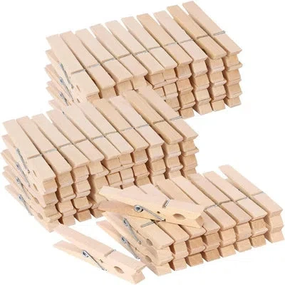 Citrus 100-pack Heavy-duty Wooden Clothespins, 3-inch Natural Wood Clips For Laundry, Photos & Outdoor Use In Neutral
