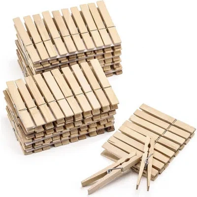 Citrus 100-pack Heavy-duty Wooden Clothespins, 4-inch Natural Wood Clips For Outdoor Laundry, Crafts & Hang In Neutral