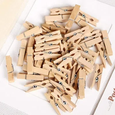 Citrus 100pcs Natural Wood Mini Clothespins & 33ft Jute Twine – Photo Clips For Diy, Home Décor & Crafts In Brown