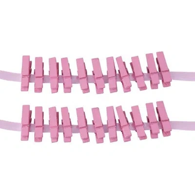 Citrus 100pcs Pink Mini Wooden Clothespins With 25 Yds Ribbon – 1.4" Photo Clips For Crafts & Decorations