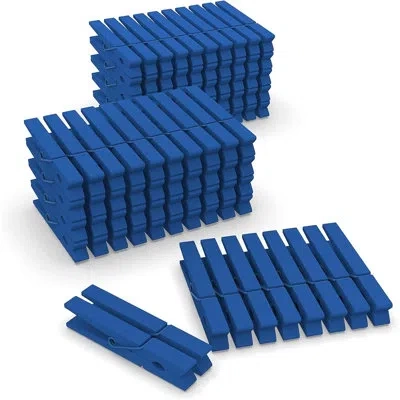 Citrus 100-piece Blue Wooden Clothespins, 2.9-inch Heavy-duty Laundry & Craft Clips For Photos, Decorations