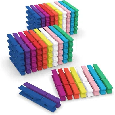 Citrus 100-piece Colored Wooden Clothespins, 2.9-inch Heavy-duty Laundry & Craft Clips, 10 Vibrant Colors F In Multi