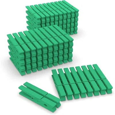 Citrus 100-piece Green Wooden Clothespins, 2.9-inch Heavy-duty Laundry & Craft Clips For Photos, Decoration