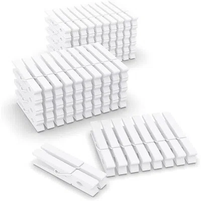 Citrus 100-piece White Wooden Clothespins, 2.9-inch Heavy-duty Laundry & Craft Clips For Photos, Decoration