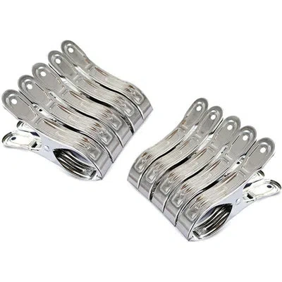 Citrus 10-pack 4.7-inch Heavy Duty Stainless Steel Pool Cover Clips, Windproof Multipurpose Metal Clamps Fo In Silver