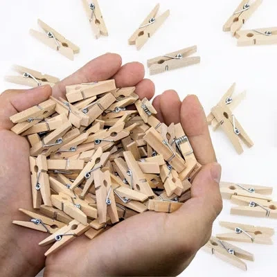 Citrus 130-pack Mini Wooden Clothespins, 1.4-inch Small Photo Clips For Crafts, Diy Projects & Party Decora In Multi