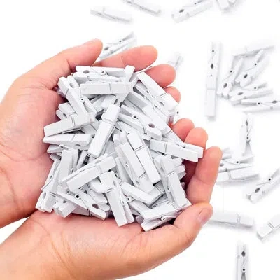 Citrus 130-pack White Mini Wooden Clothespins, 1.4-inch Photo Clips For Crafts, Diy Projects & Party Decora