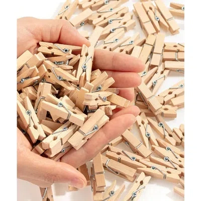 Citrus 132-pack Mini Wooden Clothespins, 1.4-inch Natural Wood Clips With Rust-resistant Spring For Crafts  In Pink