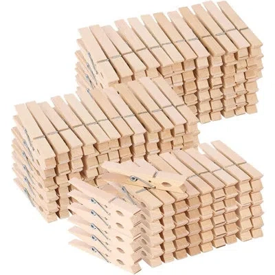 Citrus 200-pack Heavy-duty Wooden Clothespins, 3-inch Natural Wood Clips With Strong Spring For Laundry, Cr In Brown