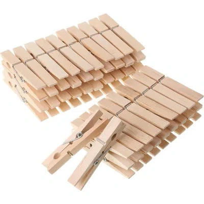 Citrus 200-pack Large Wooden Clothespins, 2.9-inch Natural Wood Clips With Rust-resistant Spring For Crafts In Brown