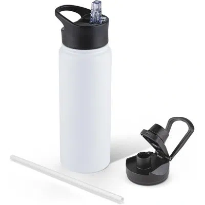 Citrus 24 oz Insulated Water Bottle With Straw Lid & Wide Mouth Lids, Stainless Steel Sports Water Bottles, In White