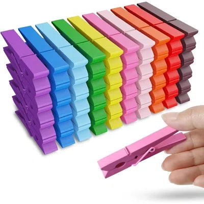 Citrus 2.9-inch Colored Wooden Clothespins, 50 Pcs Assorted Color Wood Clips For Pictures, Diy Crafts & Dis In Multi