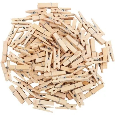 Citrus 3.5cm Natural Wooden Mini Clothespins, 100-piece Set For Crafts, Photo Display, Decorations & Diy Pr In Brown