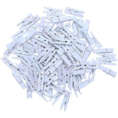 Citrus 3.5cm White Wooden Mini Clothespins, 100-piece Set For Photo Displays, Crafts, Gift Wrapping & Diy P
