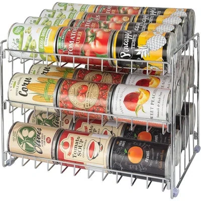 Citrus 3-tier Chrome Can Organizer – Kitchen Cabinet & Pantry Rack, Holds 36 Cans, Space-saving