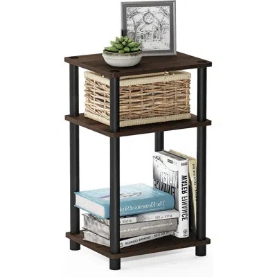 Citrus 3-tier Rustic Farmhouse End Table With Open Storage Shelves, Tool-free Assembly Nightstand For Livin In Brown