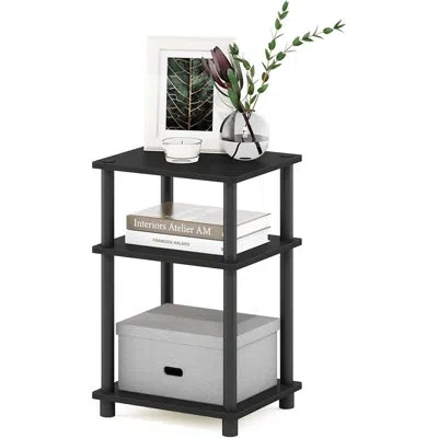 Citrus 3-tier Side Table With Open Shelves, Modern End Table Nightstand With Tool-free Assembly For Living  In Black