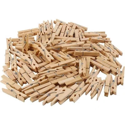 Citrus 45mm Heavy-duty Wooden Clothespins, 100-piece Set For Crafts, Photo Display, Scrapbooking & Gift Wra In Neutral