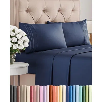 Citrus 4-piece Queen Sheet Set, Ultra-soft Cooling Microfiber Bedding With Deep Pockets, Breathable And Wri In Blue