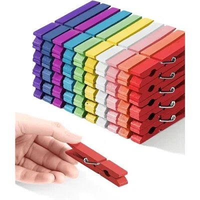 Citrus 50-pack Colorful Wooden Clothespins, 2.9-inch Rainbow Clips For Photos, Crafts & Decorations In Multi