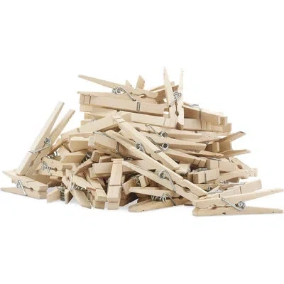 Citrus 50-pack Heavy-duty Wooden Clothespins, 3.38-inch Natural Wood Clips With Rust-resistant Springs For  In Neutral
