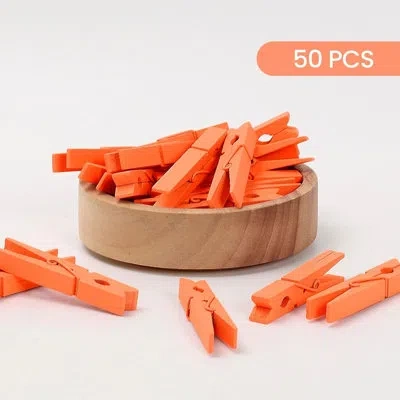 Citrus 50-pack Orange Wooden Clothespins, 2.9-inch Decorative Wood Clips For Photos, Crafts & Home Décor