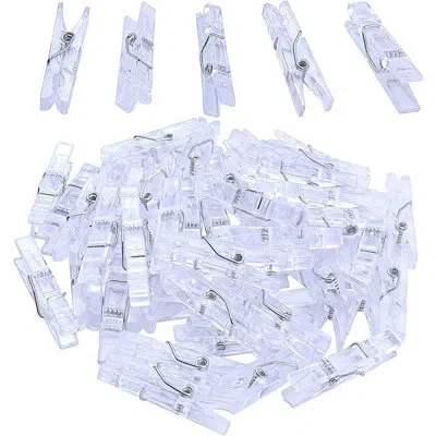 Citrus 50pcs Mini Plastic Photo Clips, Picture Clothespin Pegs For Office, Home Decor & Diy Crafts In White