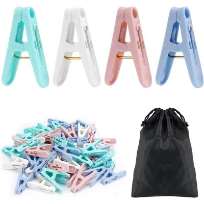 Citrus 56 Pcs Colorful Clothespins, 4 Colors Spring Clips (2 Inch) Small Clothes Pin With Black Storage Bag In Multi