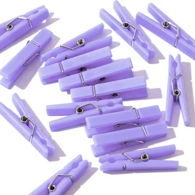 Citrus 60pcs Purple Mini Clothespins, 1.4" Plastic Clothes Pins For Baby Shower Don't Say Baby Game, Photo 