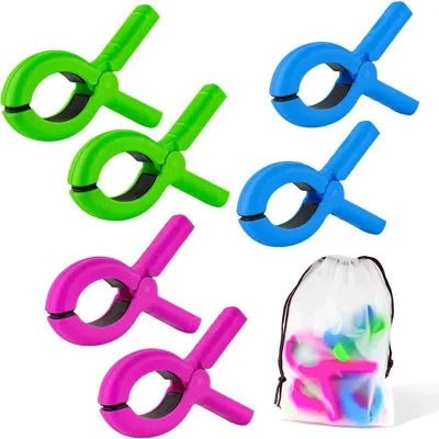Citrus 6-pack Non-slip Beach Towel Clips For Beach Chairs & Cruise, Strong Grip Quilt & Laundry Clips With  In Multi