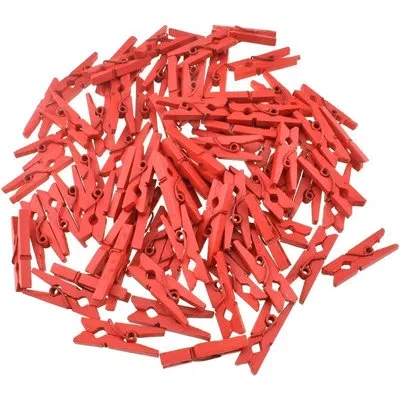 Citrus 80-pack Red Mini Wooden Clothespins, 1-inch Strong Spring Wood Clips For Photos, Crafts & Bag Sealin