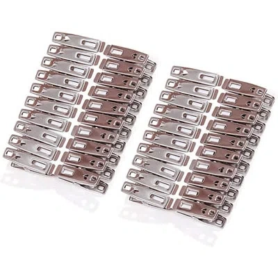Citrus 80pcs Heavy-duty Stainless Steel Clothespins – Non-slip Rubber-coated Laundry Clips For Indoor & Out In Neutral