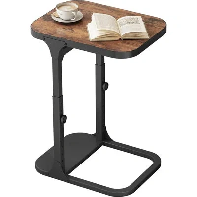 Citrus Adjustable Height C-shaped End Table, Ultra Stable Side Table With Thickened Metal Frame For Couch,  In Brown