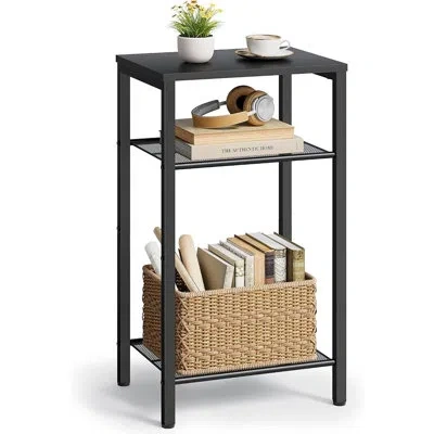 Citrus Black 3-tier End Table With Storage, Tall Side Table & Nightstand With Metal Frame For Living Room, 