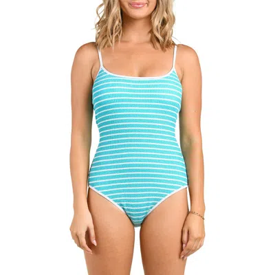 Citrus Brenton Square Neck Rib One-piece Swimsuit In Blue