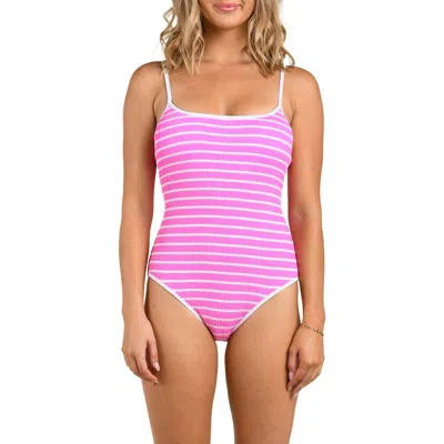 Citrus Brenton Square Neck Rib One-piece Swimsuit In Pink