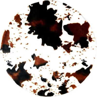 Citrus Cow Print Faux Fur Christmas Tree Skirt – Plush Black & Brown Farmhouse Tree Base Mat For Holiday De In White;brown