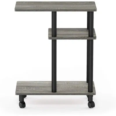 Citrus C-shaped Side Table With Casters, Turn-n-tube End Table For Sofa & Bedside, Rolling Laptop Table, Fr In French Oak Gray