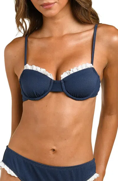 Citrus Denim Darling Ruffle Underwire Bikini Top In Blue