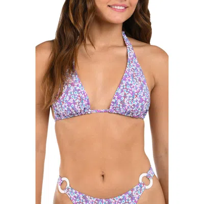Citrus Flora Convertible Halter Bikini Top In Purple