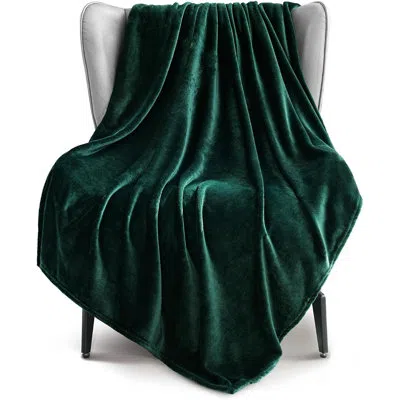 Citrus Forest Green Plush Fleece Throw Blanket For Couch And Sofa