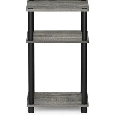 Citrus French Oak 3-tier Side Table With Open Shelves, Nightstand & Bedside Table For Living Room, Bedroom  In Gray