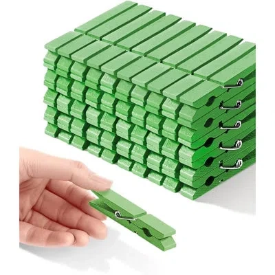 Citrus Green Wooden Clothespins, 50-pack 2.83" Decorative Craft Clips For Photos, Diy Projects, Home Decora