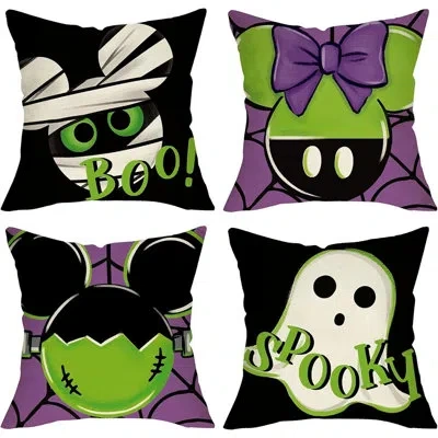 Citrus Halloween Decorative Pillow Covers Set | Spooky Ghost Mummy Boo Cushion Cases For Fall Home Décor In Multi
