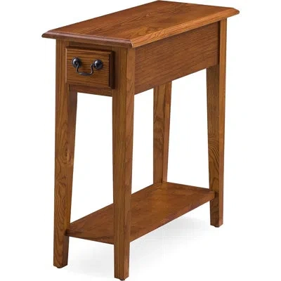 Citrus Haven Ridge Solid Wood End Table With Storage Drawer & Bottom Display Shelf, Narrow Side Table For L In Brown