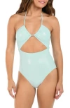Citrus Iridescent Cutout One-piece Swimsuit In Green